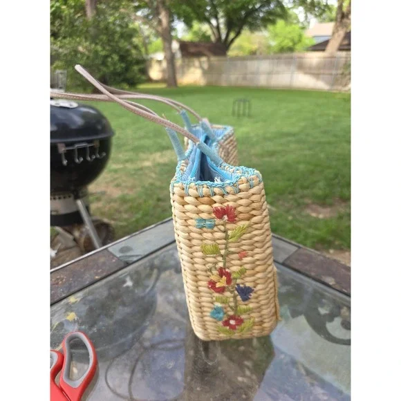 Vintage Fun Summer Tote Purse Bag Corn, Husk, With Flowers And Butterflies Pic's - Picture 5 of 7